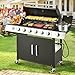 MELLCOM Upgraded 6 Burner BBQ Propane Gas Grill with Cast Iron Grates & Side Stove, 60,000 BTU Stainless Steel Burner Barbecue Grill for Patio,Camping, Outdoor Cooking