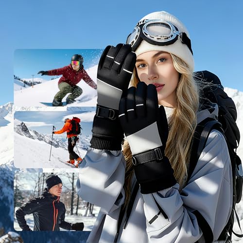 PAABOW Handschuhe Herren Damen,Winterhandschuhe,wasserdichte Warme Touchscreen Handschuhe Winter,Skihandschuhe Fahrradhandschuhe für Reiten Laufen Motorrad Wandern Radfahren (S)