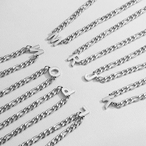 Glitto Letter K Initial Chain Necklace For Men Boys Stainless Steel Alphabet K Initial Pendant Figaro Chain Jewelry Gifts Silver #TOP3