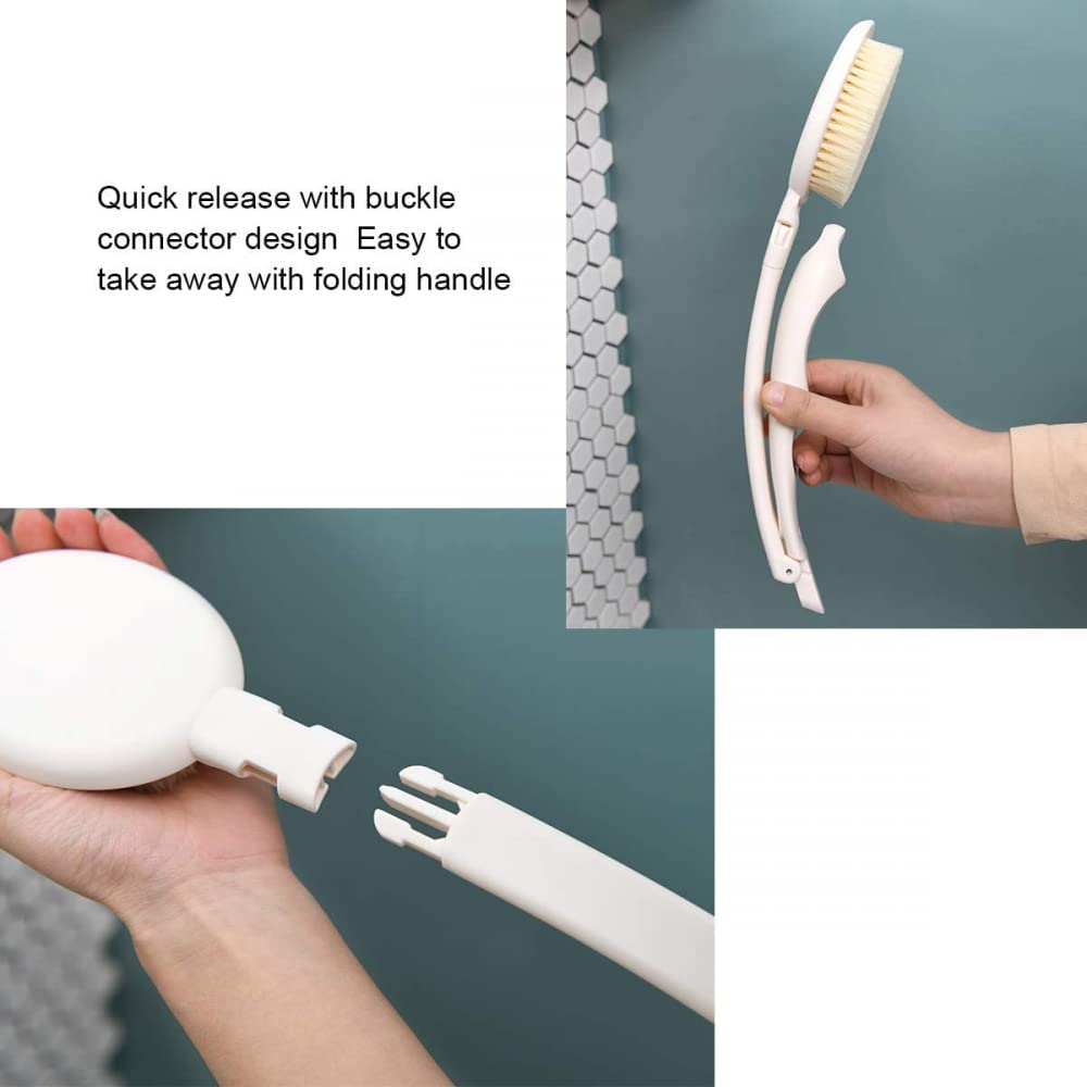 Juego de brochas de baño JDF 3 en 1 para Ducha, Cepillo Corporal de Mango Largo de 19 ", Esponja de baño y exfoliación Suave y Salud de la Piel Mejorada, Adecuado para Hombres y Mujeres