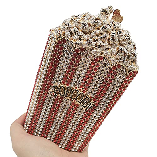 Image of DJBM Luxury Women Popcorn Rhinestone Evening Bag Funny Crystal Handbag Novelty Diamond Clutch Purse for Evening Party Prom