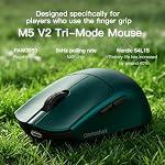 Darmoshark M5V2 Mini Fingertip Grasp Gaming Mouse,Tri-Mode 30K DPI PAW3950 Optical Sensor Lightweight 36g,8K Polling,Programmable Buttons,Computer Mouse for Laptop,PC,Windows(Green)