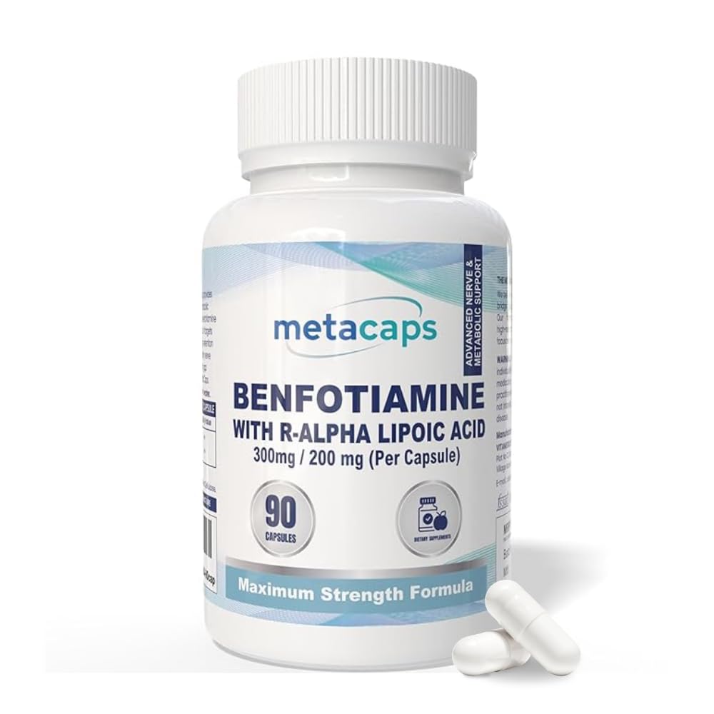 MetaCaps Benfotiamine 300mg + R-Alpha Lipoic Acid 200mg – 90 Veg Capsules | Maximum Strength Nerve Support Formula | Superior Fat-Soluble B1 & Bio-Active R-ALA | Supports Healthy Blood Sugar & Nerve Function | Vegan & Non-GMO-image-15