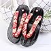 MACEFIL Anime Cosplay Women Japanese Wooden Clog Versatile Geta Sandals Traditional Kimono Slippers Flip Flops (8.5,Red Flower)