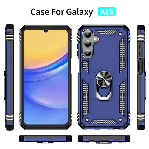 Coque Samsung A15 5G antichoc bleu protection écran et bague - 3
