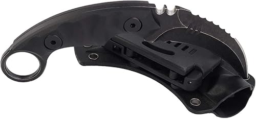 Miniatura 2 de MASALONG Garra de supervivencia al aire libre Cuchillo de dientes tácticos Cuchillo de hoja fija afilada de doble filo con funda (5CR Black Stone