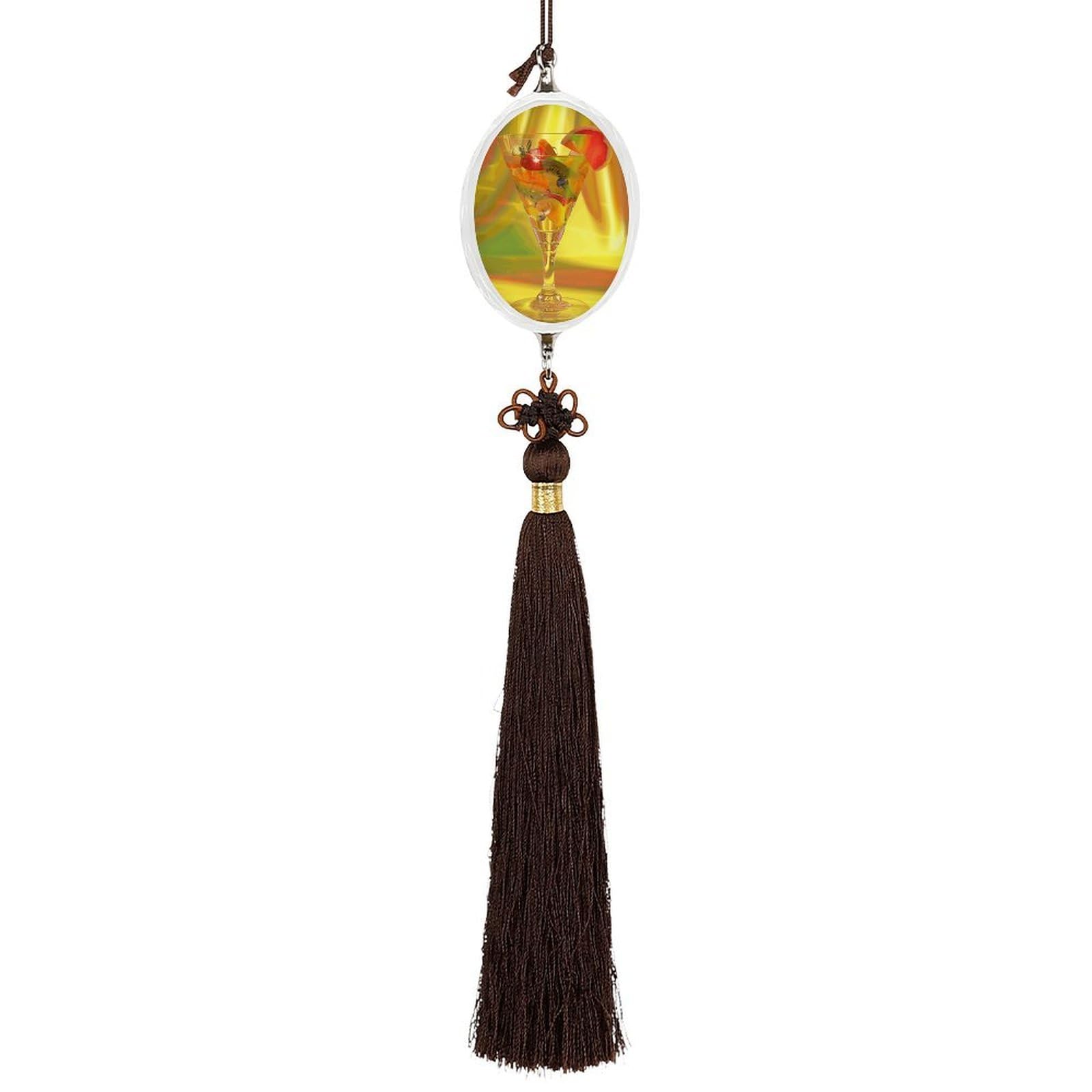 Crystal Auto Pendant Charms Ellipse Crystal Car Rear View Mirror Charms Glass Yellow Wine Auto Hanging Interior Ornament Pendant Car Interior Accessories for Women Men CarCharms Decor