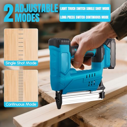 Cordless Nail Gun, 2-in-1 Stapler & Nailer with 500 Nails, 2 Adjustable Modes, Electric Nail Gun with 1.5Ah Battery & Charger, 30mm Heavy Duty Nailer for Furniture Assembly and DIY Woodworking