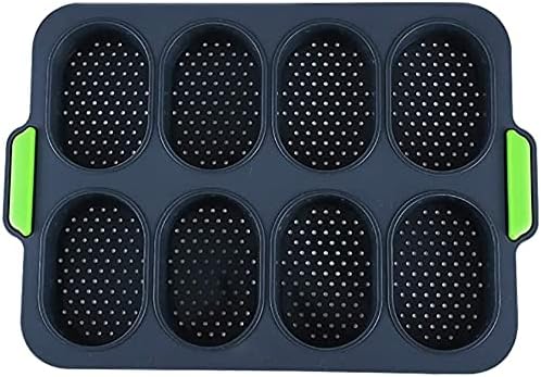FRAVA Non-Stick Perforated Silicone Mini Baguette / Bread Roll Baking Tray with Metal Frame, Baking Sheet, Baking Tin, French Bread, Food Safe, BPA Free, FDA Approved (Grey)