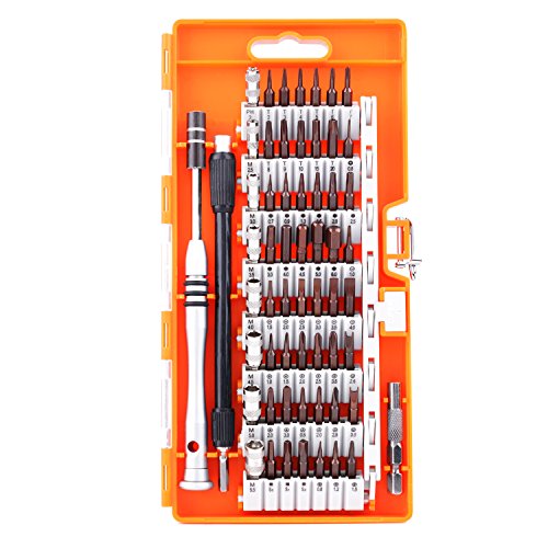 S2合金鋼 60in1 精密ドライバーセット 特殊ドライバー 56種ビット ドライバー ねじ回し ドライバービット トルクス y型 小型 mac t4 ｔ８ レンチ 六角 星形 Ｕ型 三角ネジ 五角 プラス マイナス 磁石付き iPhone / macbook air / Android / 携帯電話 / スマホ / PC / パソコン / カメラ / メガネ / 時計 / 他の電子製品などに修理・開腹・分解・修復 DIY作業 多機能ツールキット 工具 （オレンジ)