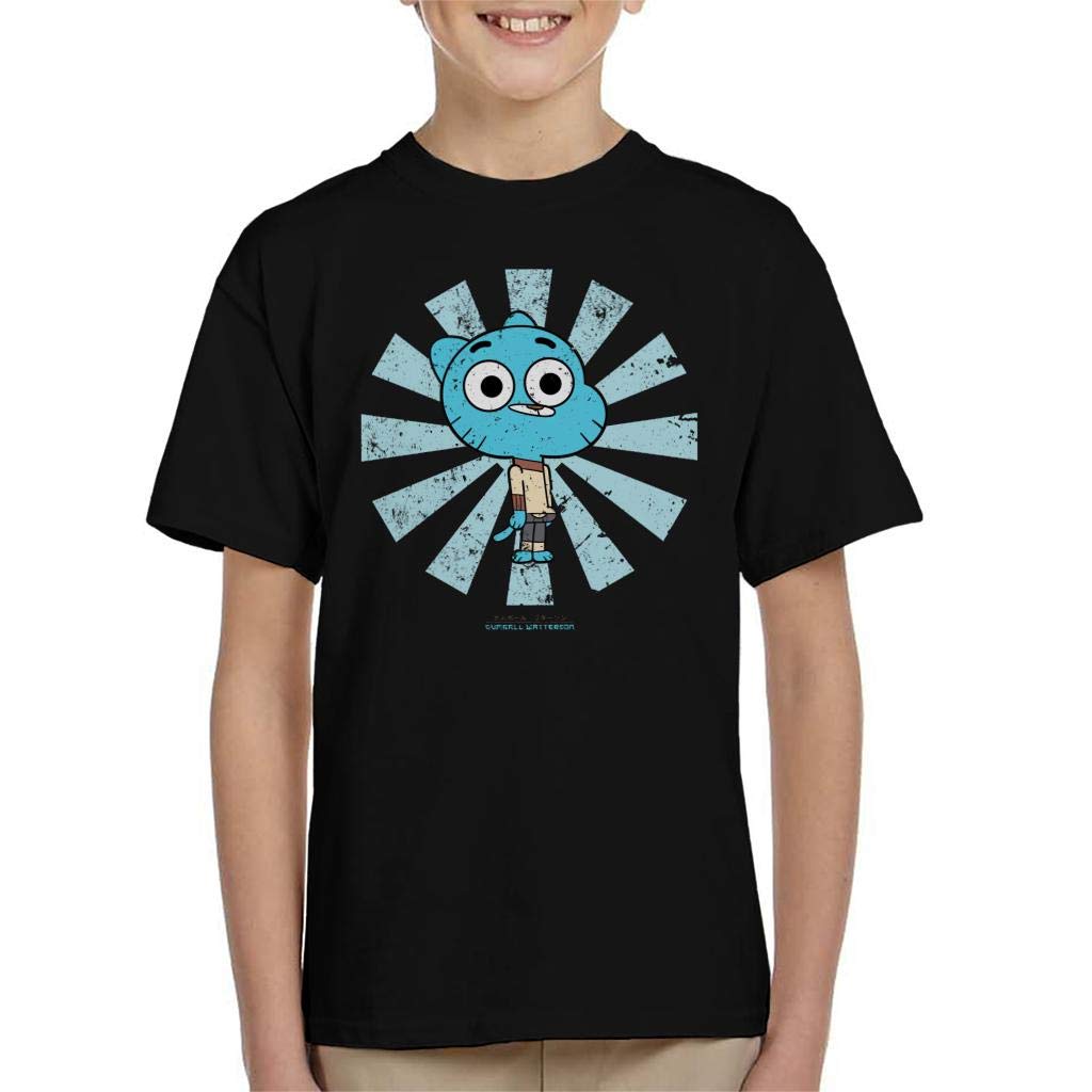 Cloud City 7 Gumball Watterson Retro Japanese The Amazing World of Gumball Kid's T-Shirt Black