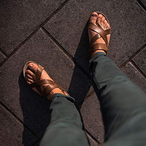 Sandalias de piel para hombre: alivio fresco y sujeción cómoda con puntera abierta vintage 4