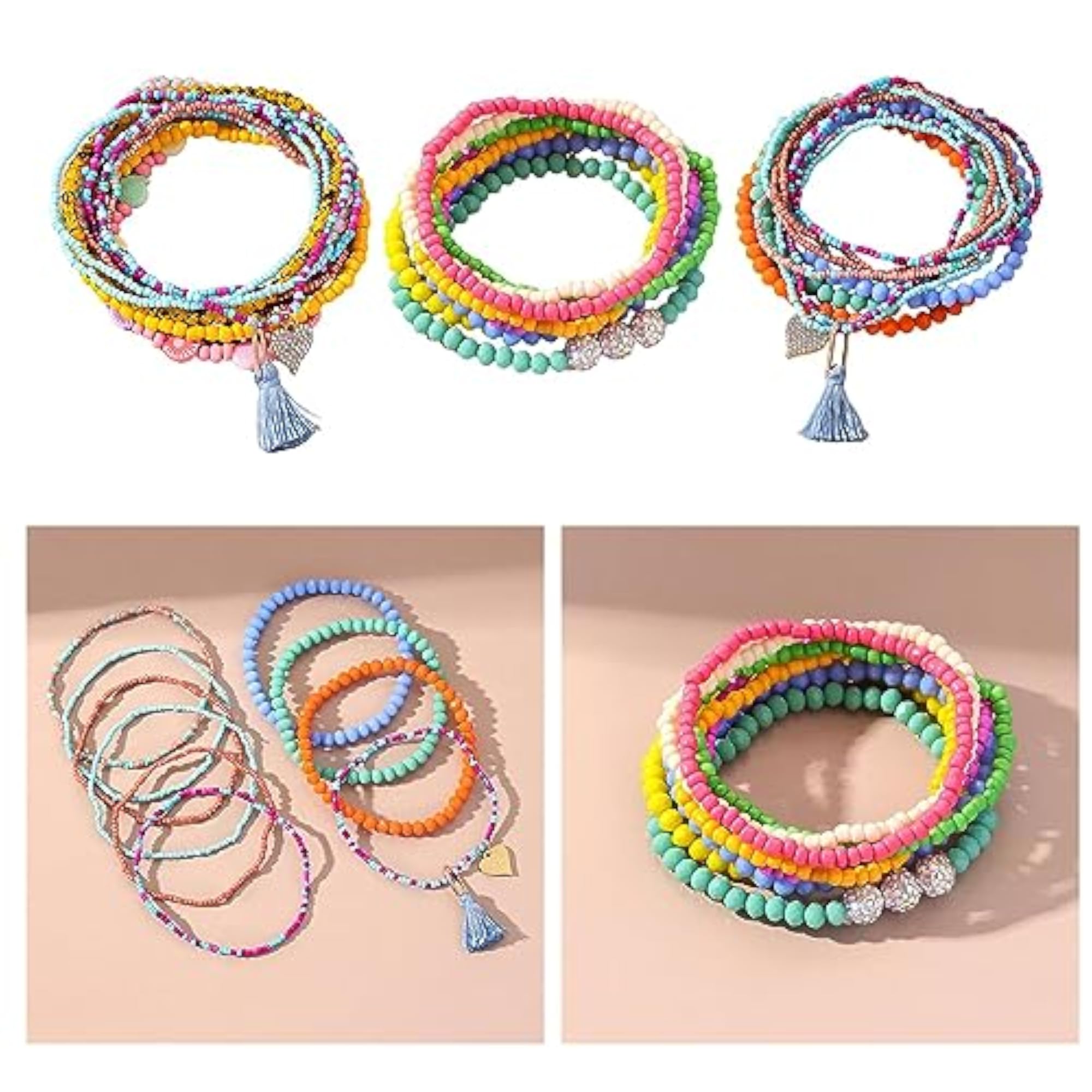 Boho Beaded Anklet Set for Vacation Beach, 11pcs