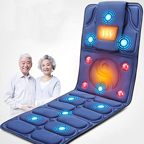 Tapis de Massage électrique, Matelas de Massage avec Chaleur, Couverture de Massage Pliable, 9 têtes de Massage, 9 intensités, 5 Groupes de Lampes chauffantes, soulage Les douleurs au Cou, au Dos, à
