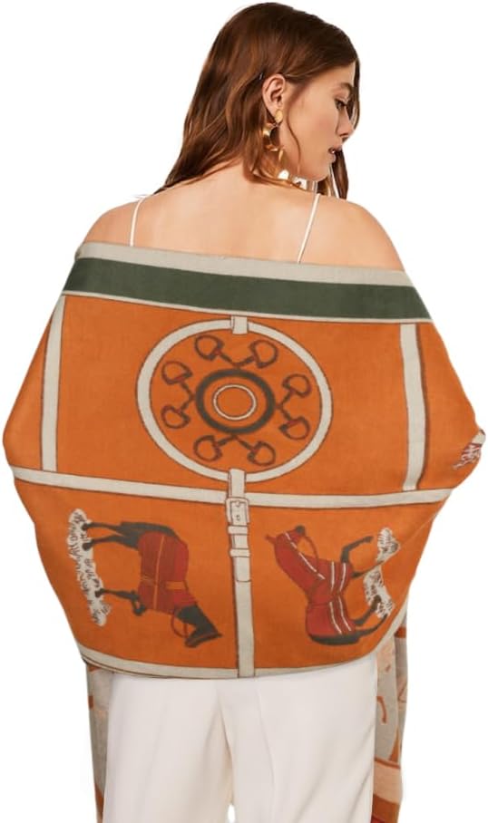 EXTREE Scarfs for Women Pashmina Silky Shawl Wrap for Evening Dressing Blanket Open Front Poncho Cape - Image 4