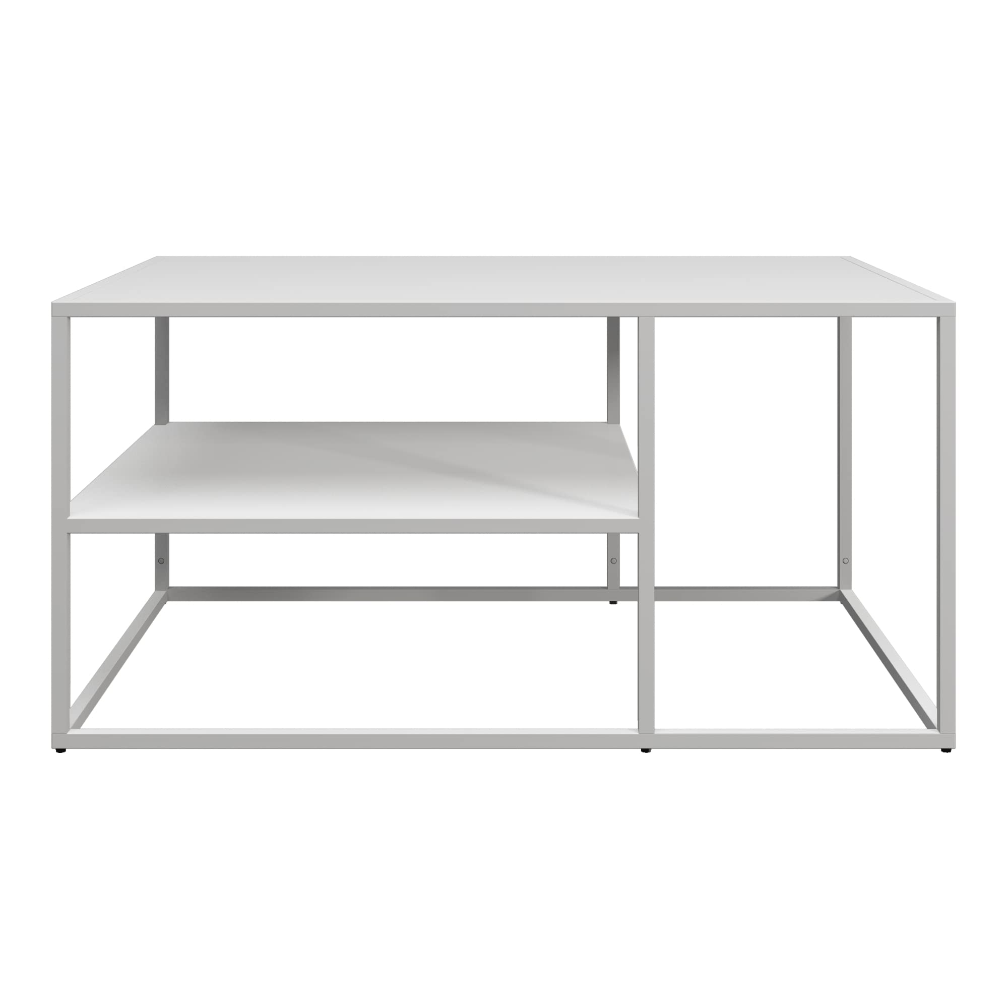 [en.casa] Table Basse du Salon Rectangulaire Acier Solide Robuste Étagère de Rangement 45 x 90 x 60 cm Blanc