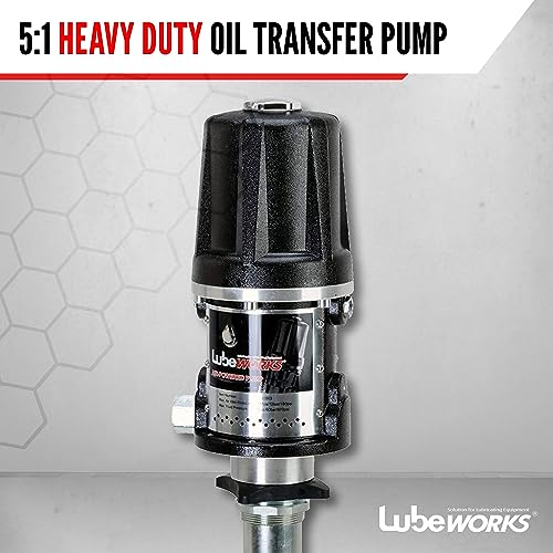 Image of Lubeworks Oil Transfer Pump Air Operated Pneumatic 40lpm / 10.6gpm Heavy Duty 5:1 High Fluid Pressure 870Psi for SAE240 Oils /Fluids (NOT for Gasoline or Diesel)