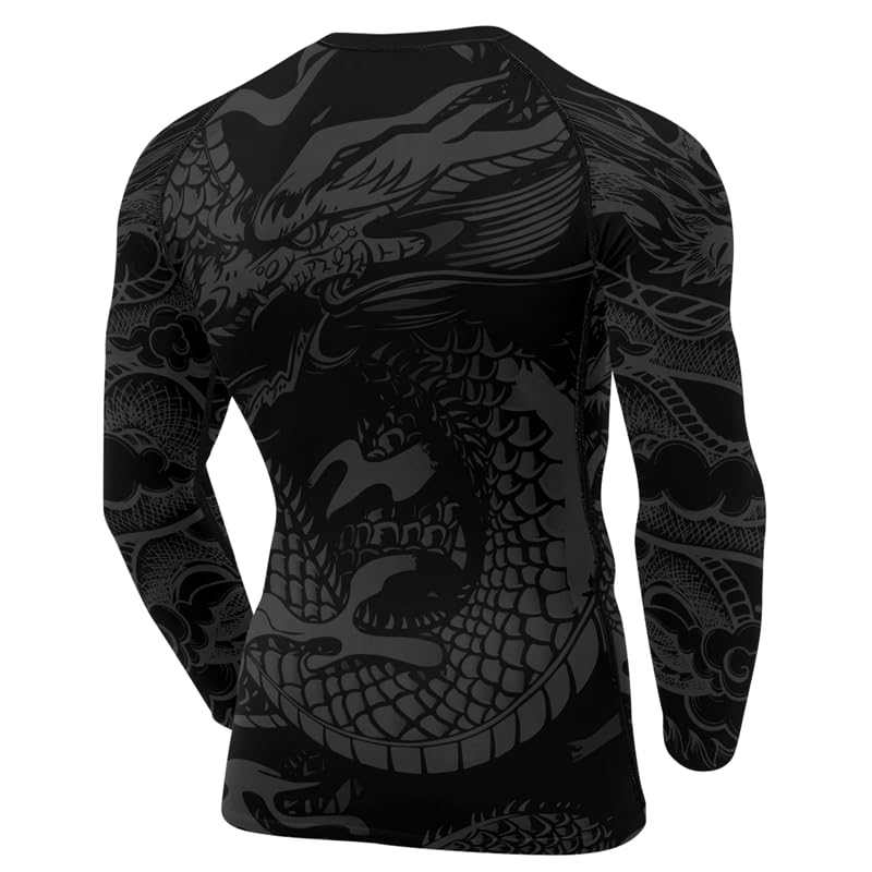 FORMONIES Dragon Art Cool Men’s Long Sleeve Rash Guard UPF 50+ Sun Protection Surf Shirt2