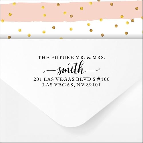 Miniatura 3 de Sello de dirección de devolución autoentintado – Sello de dirección personalizado de 4 líneas para sobres, invitaciones de boda, negocios, etiquetas