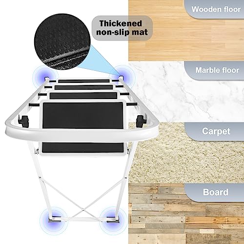 Delxo 4 Step Ladder Folding Step Stool, Heavy-Duty Sturdy Safety Tall Step Ladder Outdoor With Handrail Wide Pedal,White Lightweight Collapsible 4-Feet Step Stool Ladder For Adults Home Kitchen Indoor #TOP3