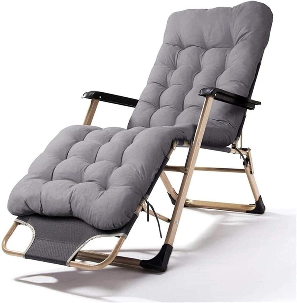Silla plegable tumbona reclinable de patio gris ajustable con soporte lumbar