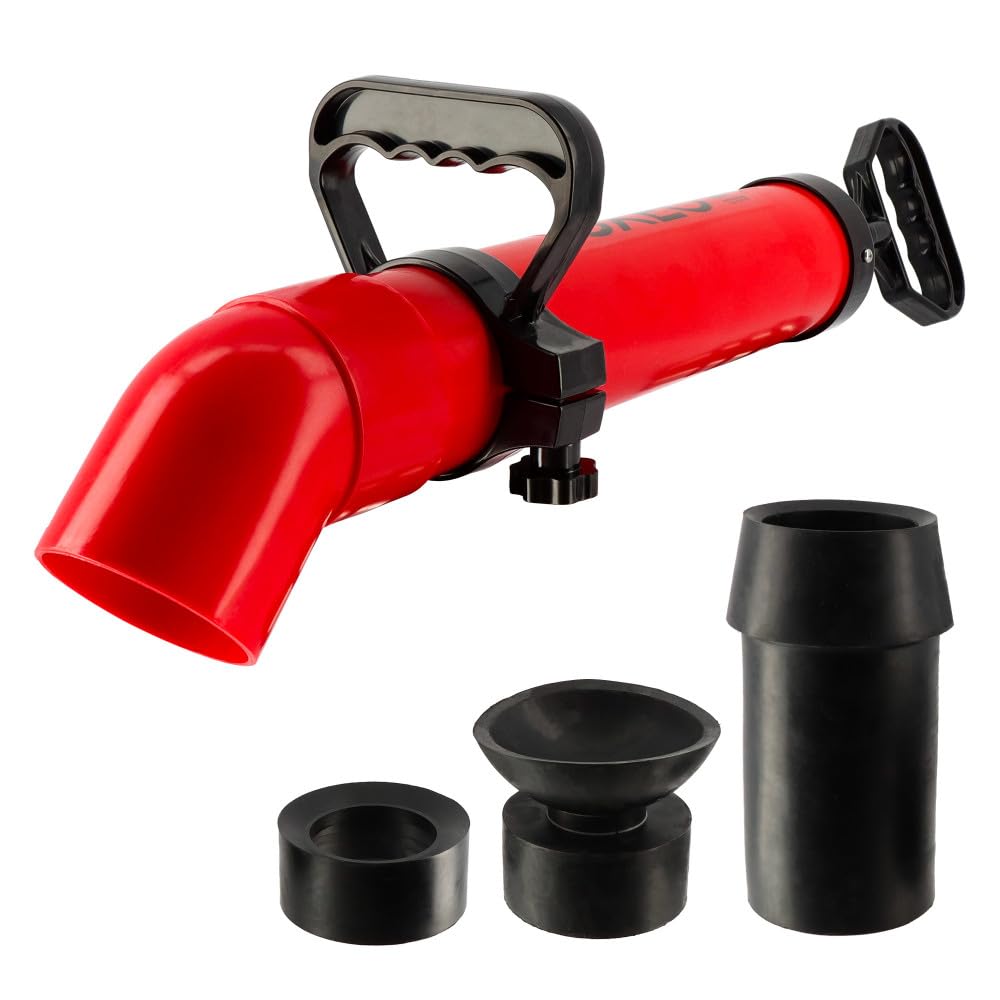 Déboucheur canalisation Pro - 3 Adaptateurs Inclus - Déboucheur à pompe - Evier - Toilette - Baignoire