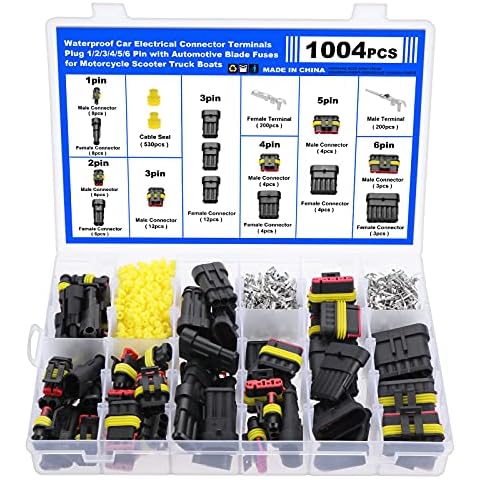 Faankiton 1004PCS Car Waterproof Electrical Wire Connector, Truck Harness Plug Car Spark Plug Connector,1/2/3/4/5/6Pin for motorcycle, truck etc Cover