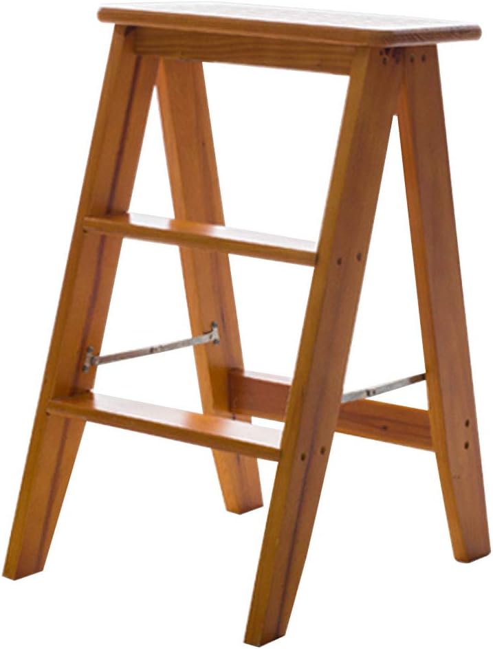 Foldable Ladders Wooden Multi-Purpose Portable Stepladder 3-Step Stair Chair Household Step Stool Lightweight Garden Tools Max Load 150Kg (3 Colors)/3