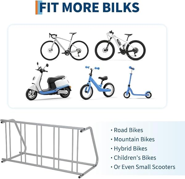 Garvee Floor Bike Rack, Single-Sided 9-Bike Stand, 60" Length, Grid Design Freestanding Bicycle Parking Rack for Garages, Streets, Yards, and Bike Events,Grey by Garvee - Used condition - Image 3