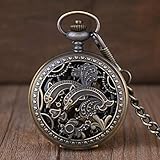 HUIBBGO Montre de Poche Vintage sculptée Creuse Mignonne Dauphins Montre de Poche mécanique Mode Style mécanique Pendentif