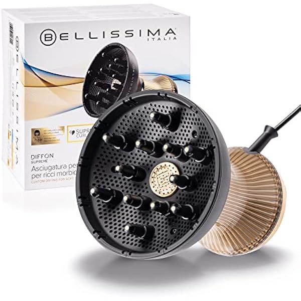 Bellissima 11824 Diffon Supreme, dyfuzor do włosów kręconych, dyfuzor XL z 12 palcami, technologia ceramiczna i olejek arganowy, 2 prędkości, 3 temperatury, jonizator, delikatnie schnący