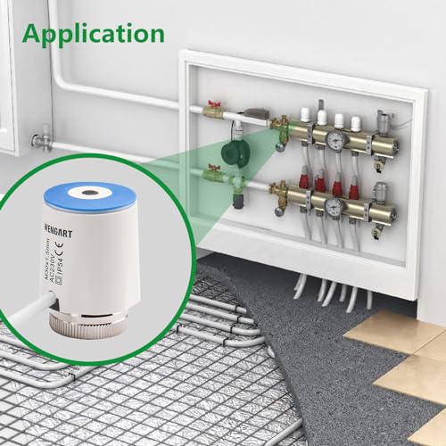 Wengart Elektrothermischer Stellantrieb WG2208,AC230V Normalerweise Geschlossen Ein/Aus-Status sichtbar,Fußbodenheizungsverteiler Fußbodenheizungsteile