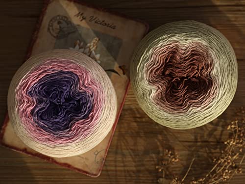 Shike Moon Shadow,Natural Plants Dyed Pure Cotton Yarn For Knitting&Crocheting.multicolor Space Dyed Self Striping Yarn (Qy07-Fig) #TOP6