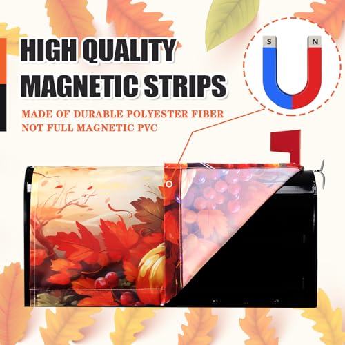 Harvest Festival and Pumpkin Magnetic Mailbox Cover, Autumn 21\" Lx 18\" W Mailbox Cover Suitable for 19 \"x6.5 Standard Mailbox, Harvest Festival and Thanksgiving Yard Decoration