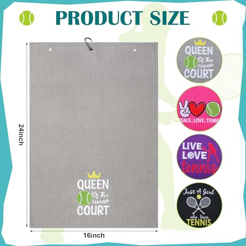 image for VitalCozy 4 Pieces Tennis Towel Funny Embroidered Tennis Towel with 4 