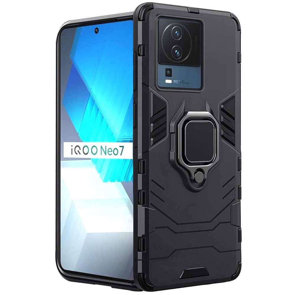 TheGiftKart Tough Armor Bumper Back Case Cover for iQOO Neo 7 / Neo 7 Pro 5G | Ring Holder & Kickstand in-Built | 360 Degree Protection Back Case Cover for iQOO Neo 7 / Neo 7 Pro 5G (PC | Black) (B0BVV7948B) Amazon Price History, Amazon Price Tracker