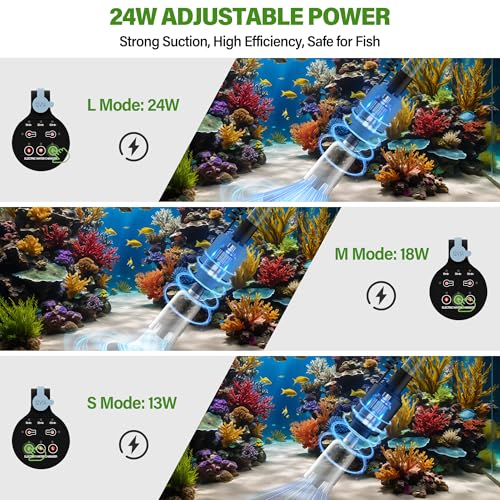Image of BOSTANA Aquarium Vacuum Gravel Cleaner,24W Electric Fish Tank Cleaning Tools,Multifunctional Fish Tank Gravel Cleaner Vacuum for Water Changer Wash Sand Circulation (Blue+Black)