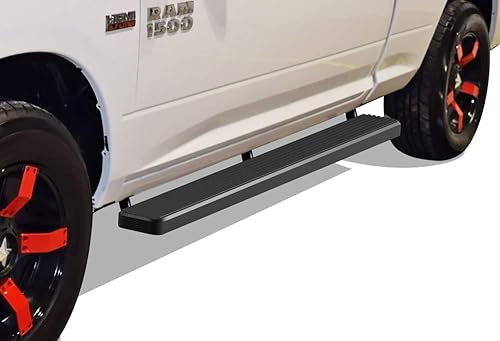 APS Estribos de acero inoxidable negros de 6 pulgadas compatibles con Dodge Ram 1500 Quad Cab 09-18