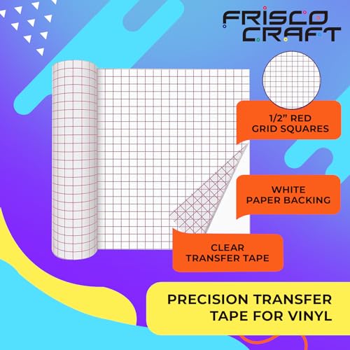 Image of Frisco Craft Premium Tack Transfer Tape for Vinyl, Red Grid, 12 inch x 50 ft