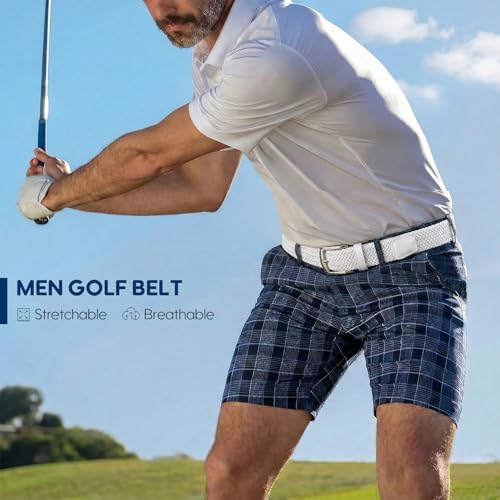 Image of SUOSDEY Men Stretch Braided Belt, Elastic Belt for Jeans Pants Casual Golf Belt 1 3 /8 inch