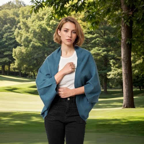 Image of WaJuemy Shrug Sweater Shawl Wraps for Women Soft Cashmere Ponchos Sweater Cardigan Casual Open Front Top Cape Shawls