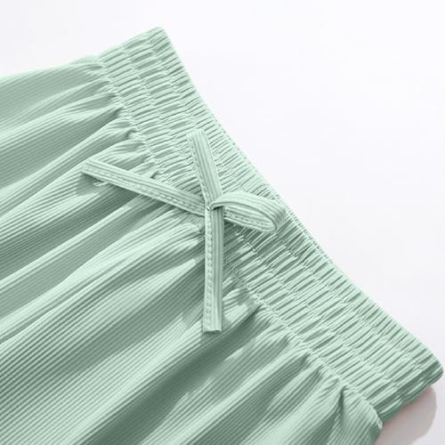 Girls Ice Silk Wide Leg Summer Pants Casual Elastic Waist Loose Comfy Workout Trousers with Pockets for Kids 2-14 Years3