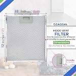 Bagean Range Hood Filter Replacement 12" x 10.5" W10169961A Compatible with Whirlpool Stove Hood Vent Filter - Aluminum Screen for Kitchen Overhead Exhaust Fan Blocks Grease & Filters Oven Air (2-Pk)