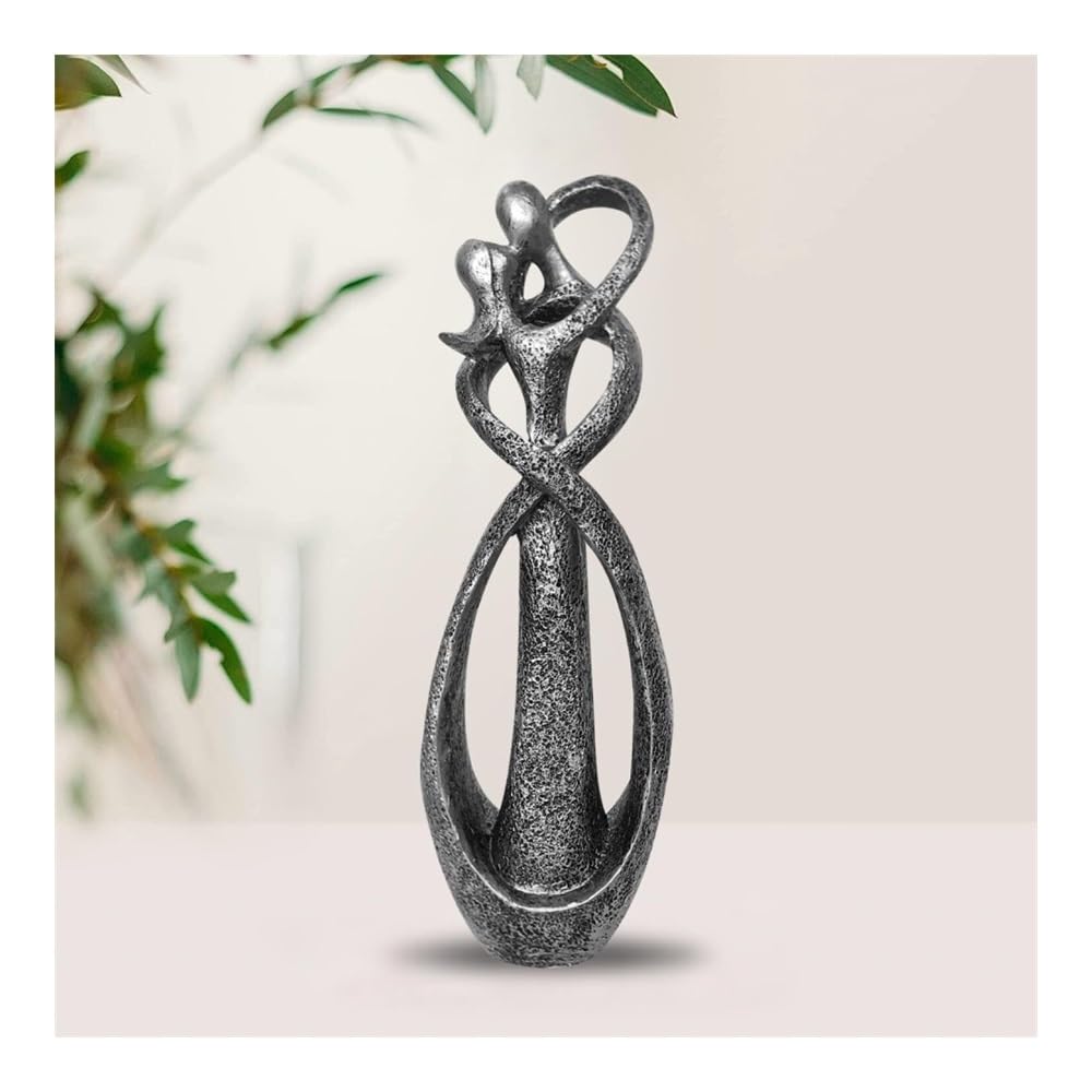birene Wohndeko Paar-Skulptur aus Kunstharz, Romantisches Hochzeitsgeschenk for sie, Valentinstag-Heimdekoration(Gray)