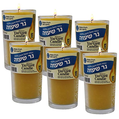 Veilleuses de Yahrzeit en cire d'abeille pour veillées de mémoire
