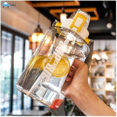 Image of FunBlast 2.5 Litre Large Capacity, BPA Free Sports Water Bottle /Protein Gallon Bottle, Leakproof | Gym, Sports, Protein Shaker, Water Bottle for Gym, Polycarbonate, Polypropylene,Multicolor (White)
