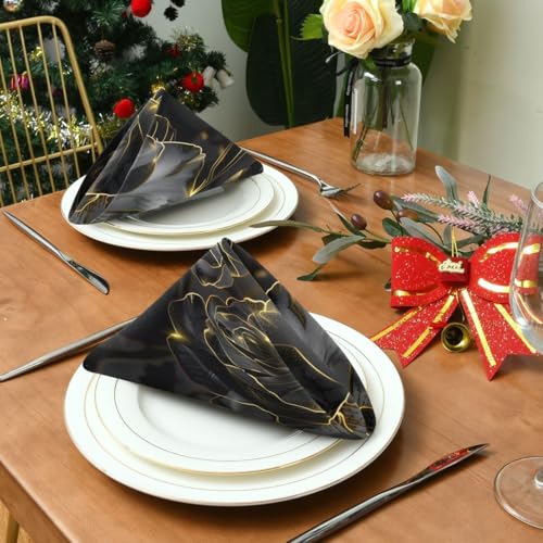 Servilletas de Tela Black Gold Rose Pack x4 20x20 Pulgadas miniatura 5