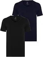 Kit 2 Camisetas Masculinas Algodão Egípcio, Gola V, Slim Fit