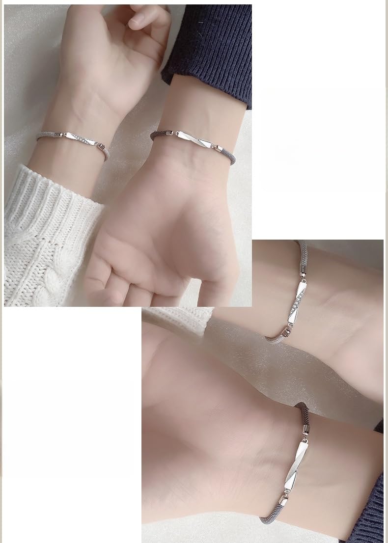 YDYDTTKD Pulseras A Juego De Pareja Infinito para Novio Novia 2 Piezas Cuerda De Amor Circonita Cúbica Brazalete con Retorcido Joyería De Relación De Larga Distancia Regalos para Amantes