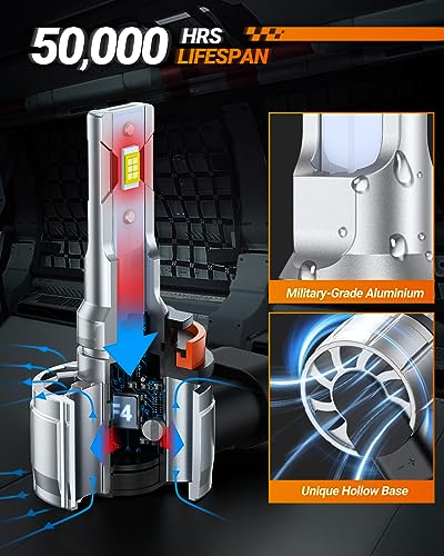 Image of SEALIGHT H11 LED Fog Light Bulbs or DRL, 600% Brightness Fog Light Bulb LED for Cars, 360 Illumination 6500k Cool White, 4.0 Upgrade Dual-row CSP Chips Non-polarity, Pack of 2